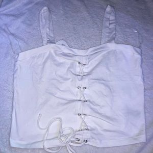 White lace up top